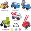 imageiPlay iLearn 6PCS Friction Cars Toy for Toddlers 13 Small Push Go Construction Truck Kid Age 24 Mini Play Vehicle Dump Garbage Fire Truck Birthday Stocking Gift Cake Topper 12 18 Month Boy Girl