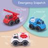 imageiPlay iLearn 6PCS Friction Cars Toy for Toddlers 13 Small Push Go Construction Truck Kid Age 24 Mini Play Vehicle Dump Garbage Fire Truck Birthday Stocking Gift Cake Topper 12 18 Month Boy Girl