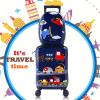 imageiPlay iLearn Airplane Kids Luggage Boys Carry On Suitcase 18quot Hardside Travel Luggage Set WBackpack Toddler Rolling Luggage W 4 Spinner Wheels Children Holiday Birthday GiftVehicle