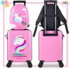 imageiPlay iLearn Airplane Kids Luggage Boys Carry On Suitcase 18quot Hardside Travel Luggage Set WBackpack Toddler Rolling Luggage W 4 Spinner Wheels Children Holiday Birthday GiftUnicorn