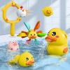 imageiPlay iLearn Baby Duck Bath Toy Toddler Bathtub Suction Water Spinner Gear Kid Shower Fishing Game W Net Floating Animal Wind up Swimming Duck Birthday Gift 6 9 12 Month 1 2 3 Year Old Boy Girl