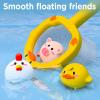 imageiPlay iLearn Baby Duck Bath Toy Toddler Bathtub Suction Water Spinner Gear Kid Shower Fishing Game W Net Floating Animal Wind up Swimming Duck Birthday Gift 6 9 12 Month 1 2 3 Year Old Boy Girl