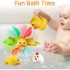 imageiPlay iLearn Baby Duck Bath Toy Toddler Bathtub Suction Water Spinner Gear Kid Shower Fishing Game W Net Floating Animal Wind up Swimming Duck Birthday Gift 6 9 12 Month 1 2 3 Year Old Boy Girl