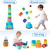 imageiPlay iLearn Baby Stacking Toys Toddler Nesting Stack Cups Infant Stackable Block Kids Sorting Game WShape Sorter for Sand Bath Birthday Gift for 12 18 24 Month 1 2 3 Year Old Boys Girls