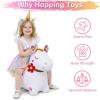 imageiPlay iLearn Bouncy Pals Dinosaur Hopper Toy 2 Year Old Boy Toddler Plush Bounce Animals Ride on Bouncing Triceratops for Kids Outdoor Hopping Horse Bouncer Cool Birthday Gifts 3 4 5 6 Yr GirlsWhite Horse