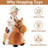 imageiPlay iLearn Bouncy Pals Dinosaur Hopper Toy 2 Year Old Boy Toddler Plush Bounce Animals Ride on Bouncing Triceratops for Kids Outdoor Hopping Horse Bouncer Cool Birthday Gifts 3 4 5 6 Yr GirlsBrown Hopper Horse