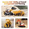 imageiPlay iLearn Heavy Duty Construction Site Playset Metal Dump Truck Excavator Digger Backhoe Tractor Bulldozer Diecast Vehicle Outdoor Sandbox Car Toy Birthday Gift 3 4 5 Year Old Boy Kid Toddler