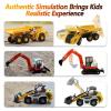 imageiPlay iLearn Heavy Duty Construction Site Playset Metal Dump Truck Excavator Digger Backhoe Tractor Bulldozer Diecast Vehicle Outdoor Sandbox Car Toy Birthday Gift 3 4 5 Year Old Boy Kid Toddler