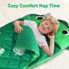 imageiPlay iLearn Kid Sleeping Bag Dinosaur Slumber Sack Toddler Boy Nap Mat 2 in 1 Green Dinos Cushion Blanket Happy Travel Sleepover Daycare Preschool Birthday Gift for 3 4 5 6 Years Old ChildDinosaur