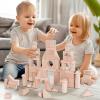 imageiPlay iLearn Kid Wooden Building Block Set Toddler Natural Wood Block Montessori Learning Toy Large Hardwood Stacking Brick Castle Unit Preschool Classroom Gift 2 3 4 5 6 8 Year Old Boy Girl Child