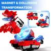 imageiPlay iLearn Kids Dinosaur Transforme Robot Toy Magnetic Construction Trucks Transform into Dinosaurs Toddler STEM Educational Learning Toy Cool Birthday Gifts for 3 4 5 6 7 8 Year Old Boy Girl