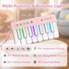 imageiPlay iLearn Kids Mini Piano Toy WRainbow Lights Toddler Pocket Travel Piano Keyboard for 13 Portable Musical Instrument Toys Music Interactive Birthday Gift 2 4 5 6 Year Old Boy Girl ChildPinkPink