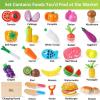 imageiPlay iLearn Wooden Play Food Toy Kids Wood Cutting Magnetic Fruit Vegetables Toddler Cooking Pretend Play Kitchen Food Set Montessori Educational Birthday Gift for Age 3 4 5 6 7 Year Old Girl Boy