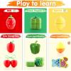imageiPlay iLearn Wooden Pretend Play Food Cutting Cooking Set W Chopping Board Kitchen Vegetables Fruit Magnetic Toy Early Learning Educational Gifts for 3 4 5 6 Year Old Kids Toddler Boy Girl
