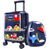imageiPlay iLearn Airplane Kids Luggage Boys Carry On Suitcase 18quot Hardside Travel Luggage Set WBackpack Toddler Rolling Luggage W 4 Spinner Wheels Children Holiday Birthday GiftVehicle