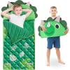 imageiPlay iLearn Kid Sleeping Bag Dinosaur Slumber Sack Toddler Boy Nap Mat 2 in 1 Green Dinos Cushion Blanket Happy Travel Sleepover Daycare Preschool Birthday Gift for 3 4 5 6 Years Old ChildDinosaur