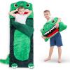 imageiPlay iLearn Kids Dinosaur Sleeping Bag Toddler Boys Dinos Nap Mat Plush Animal Slumber Bag 2 In 1 Daycare Preschool Kindergarten Birthday Gift Travel Sleepover for 3 4 5 6 7 8 10 12 Yr Child TeenDinosaur