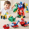 imageiPlay iLearn Kids Dinosaur Transforme Robot Toy Magnetic Construction Trucks Transform into Dinosaurs Toddler STEM Educational Learning Toy Cool Birthday Gifts for 3 4 5 6 7 8 Year Old Boy Girl