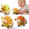 imageiPlay iLearn Press to Go Car Toys for Toddlers Baby Mini Animal Race Cars 3pcs Infant Play Vehicle Set Push Go Friction Bull Toys for 18 24 Month Frist Birthday Gift for 2 3 Year Old Boys Girls