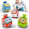 imageiPlay iLearn Press to Go Robot Car Toys for Toddlers 13 Baby Push Go Friction Race Cars for 12 18 24 Month 4pcs Infant Play Bot Vehicle Set 1st Birthday Gifts for 1 2 3 Year Old Boys Girls Child