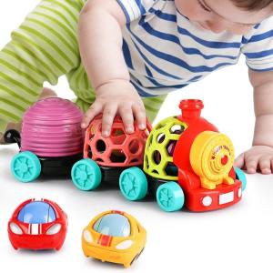 imageiPlay iLearn Baby Toy Train Infant Soft Cars for 612 Month Boy Musical Push N Go Truck Toddler Sensory Ball Rattle Development Grasp Babies Birthday Gift 7 8 9 10 11 18 Month 1 2 Year Old Girl