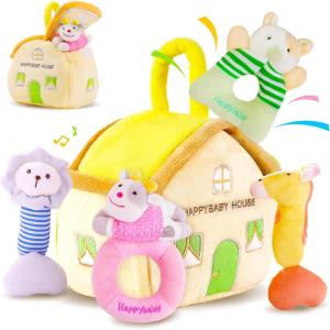 imageiPlay iLearn Baby Toys 3 6 12 Month Newborn Gifts Infant Soft Farm Stuffed Animal Rattles Plush Barn Boy Girl Stuff Shower Basket Stuffer Sensory Hand Development Toy 0 2 4 7 9M 1 Yr  FarmJungle