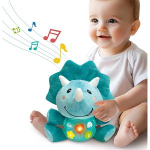imageiPlay iLearn Baby Unicorn Musical Toys Newborn Girls Gift Soft Unicorn Plush Stuffed Animal Infant Light Music Time 1st Birthday Shower Gift Stuffers for 0 1 2 3 6 9 12 18 Month 13 Yrs ToddlersDinosaur