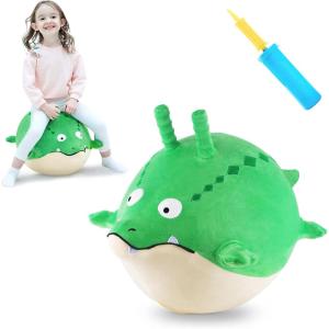 imageiPlay iLearn Bouncy Pals Kids Flamingo Hopper Ball Inflatable Bouncing Animal Hopping Toys Pink Plush Ride on Bouncer Outdoor Indoor Active Jumping Birthday Gift for 3 4 5 6 Year Old Girl ToddlerGator