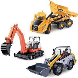 imageiPlay iLearn Heavy Duty Construction Site Playset Metal Dump Truck Excavator Digger Backhoe Tractor Bulldozer Diecast Vehicle Outdoor Sandbox Car Toy Birthday Gift 3 4 5 Year Old Boy Kid Toddler