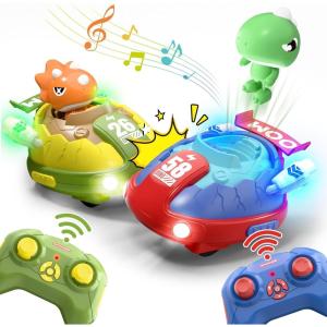 imageiPlay iLearn Kids Dinosaur Remote Control Car Toys Set Dino RC Race Vehicles Playset Electronic Bump Pop Game Cool Indoor Outdoor Birthday Gift 3 4 5 6 7 812 Years Old Toddlers Boys Children Teen