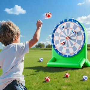 imageiPlay iLearn Kids Fun Dartboard Outdoor Toys Inflatable Dart Board Toss Game Toddler Backyard Lawn Yard Play Cool Indoor Family Party Birthday Gift for Ages 3 4 5 6 7 8 Boys Girls Children TeensGreen