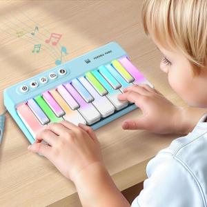 imageiPlay iLearn Kids Mini Piano Toy WRainbow Lights Toddler Pocket Travel Piano Keyboard for 13 Portable Musical Instrument Toys Music Interactive Birthday Gift 2 4 5 6 Year Old Boy Girl ChildPinkBlue