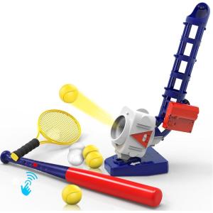 imageiPlay iLearn Kids Pitching Machine Toys 2 in 1 RC Baseball Tennis Pitcher Auto Ball Launching Bat Boy Outdoor Outside Sports Backyard Game Birthday Gift 5 6 7 8 10 12 Yr YouthPartially AssembledUnassembled