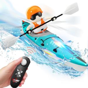 imageiPlay iLearn Kids Remote Control Boat Toy Toddler RC Kayak Paddle Boats Bath Toys Boys 4812 Water Racing WLight Outdoor Pool Lake Bathtub Birthday Gifts 5 6 7 9 10 Year Old Child GirlBlueBlue
