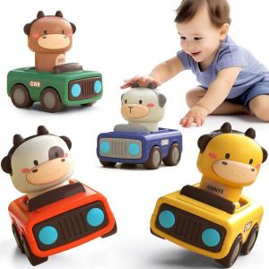 imageiPlay iLearn Press to Go Car Toys for Toddlers 13 Baby Animal Racing Cars Infant Play Vehicle Set Baby Push Go Friction Car Toys for 691218 Months 1st Birthday Gifts for 12 Years Old Boys