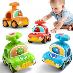 imageiPlay iLearn Press to Go Dinosaur Car Toys for Toddlers 13 Baby Play Race Vehicle Set Infant Boy Push Go Friction Toy 4pcs Animal Car for 12 18 24 Month 1st Birthday Gift for 1 2 3 Yr Kid Child