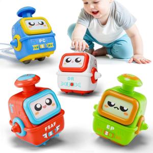 imageiPlay iLearn Press to Go Robot Car Toys for Toddlers 13 Baby Push Go Friction Race Cars for 12 18 24 Month 4pcs Infant Play Bot Vehicle Set 1st Birthday Gifts for 1 2 3 Year Old Boys Girls Child