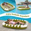 imagePool Wave Inflatable Pool Lounger Floats WWater Sprinkler 80quot x 66quot Large Tanning Bed for Adult Kids Outdoor Sun Bathing Floating Blow up Raft WPillow Summer Beach Lake Family Party Gift  BlueGreen