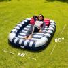 imagePool Wave Inflatable Pool Lounger Floats WWater Sprinkler 80quot x 66quot Large Tanning Bed for Adult Kids Outdoor Sun Bathing Floating Blow up Raft WPillow Summer Beach Lake Family Party Gift  BlueBlue