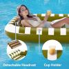 imagePool Wave Inflatable Pool Lounger Floats WWater Sprinkler 80quot x 66quot Large Tanning Bed for Adult Kids Outdoor Sun Bathing Floating Blow up Raft WPillow Summer Beach Lake Family Party Gift  BlueGreen