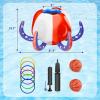 imagePool Wave Kids Octopus Pool Toys 2in1 Inflatable Float Water Game Basketball Hoop Ring Toss Outdoor Swimming Cool Summer Family Party Gift 3 4 5 6 7 8 Yr Old Boy Girl ChildBlue Red WhiteBlue Red White