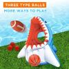imagePool Wave Kids Shark Pool Toy 3in1 Inflatable Float Water Game Basketball Football Head Hoop Toss Toddler Outdoor Summer Swimming Floating Cool Family Party Gift Age 3 4 5 6 7 8 Year Old Boy Girl