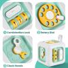 imageiPlay iLearn Green Baby Busy Cube Toy for 1 Year Old Montessori Sensory Toy Toddler 13 Learning Motor Skill Infant Activity Carseat Travel Toys Birthday Gift 6 9 12 18 Month 2 Yr Boy Girl