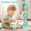 imageiPlay iLearn Green Baby Busy Cube Toy for 1 Year Old Montessori Sensory Toy Toddler 13 Learning Motor Skill Infant Activity Carseat Travel Toys Birthday Gift 6 9 12 18 Month 2 Yr Boy Girl