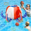 imagePool Wave Kids Octopus Pool Toys 2in1 Inflatable Float Water Game Basketball Hoop Ring Toss Outdoor Swimming Cool Summer Family Party Gift 3 4 5 6 7 8 Yr Old Boy Girl ChildBlue Red WhiteBlue Red White