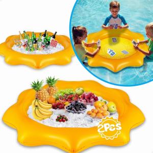 imagePool Wave 2Pack Inflatable Serving Bars Cooler Food Drink Ice Buffet Salad Serving Tray Floating Pool Card Table Game Water Toy Summer Outdoor Indoor BBQ Picnic Beach Birthday Party Supplies Decor