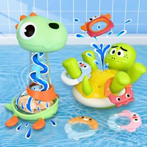 imageiPlay iLearn Baby Bath Toy Set Toddler Bathtub Toy Rechargeable Turtle Sprinkler W 5 Rings Dinosaur Spiral Water Bathtime Shower Summer Birthday Gifts 18 Month 2 3 4 Year Old Kids Boy Girl Infant