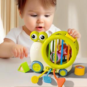 imageiPlay iLearn Baby Snail Activity Cube Toddler Montessori Toys for 1 Year Old Infant Sensory Toy WShape Sorter Pull String for 69 1218 Month Developmental Birthday Gifts Boys Girls Age 2 3 Yr