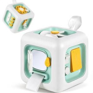 imageiPlay iLearn Green Baby Busy Cube Toy for 1 Year Old Montessori Sensory Toy Toddler 13 Learning Motor Skill Infant Activity Carseat Travel Toys Birthday Gift 6 9 12 18 Month 2 Yr Boy Girl
