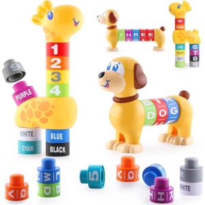 imageiPlay iLearn Baby Stacking Toys Toddler Montessori Building Blocks Set Infant Alphabet Number Learning Block Early Development Educational Birthday Gift for 12 18 Month 1 2 3 Year old Kid Boy Girl
